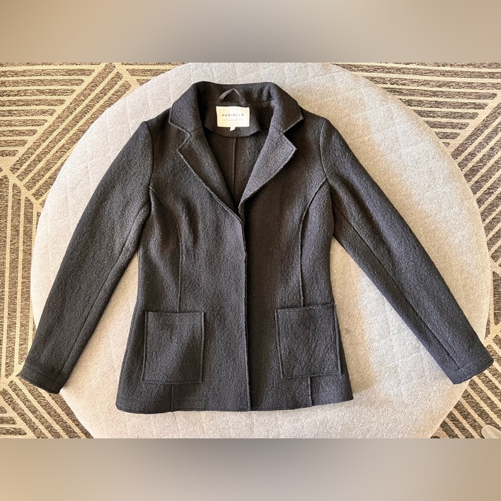 MARCELLA NYC Medium Black 100% Virgin Wool Blazer Excellent Condition Orig $400